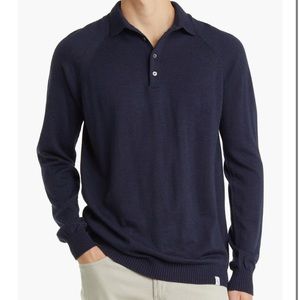 Peregrine Long Sleeve Navy Wool Polo Sweater
